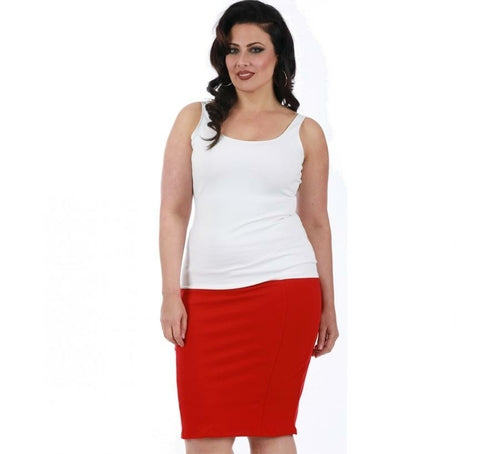 LaMonir Curvy Short Pencil Skirt W/Elastic Waist 168024C