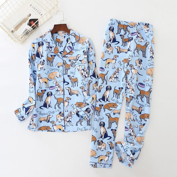 Cartoon Pajamas Brushed Cotton Long Sleeve Sleepwear