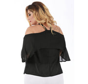 LaMonir Sheer Off-the-Shoulder blouse 3533330C