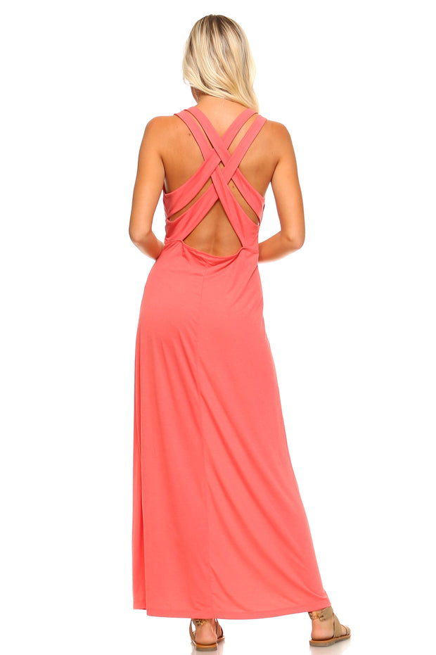 Maxi Dress with Cross Back Straps