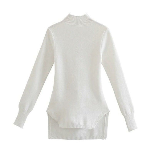 Pure White Bodycon Knitted Sweater