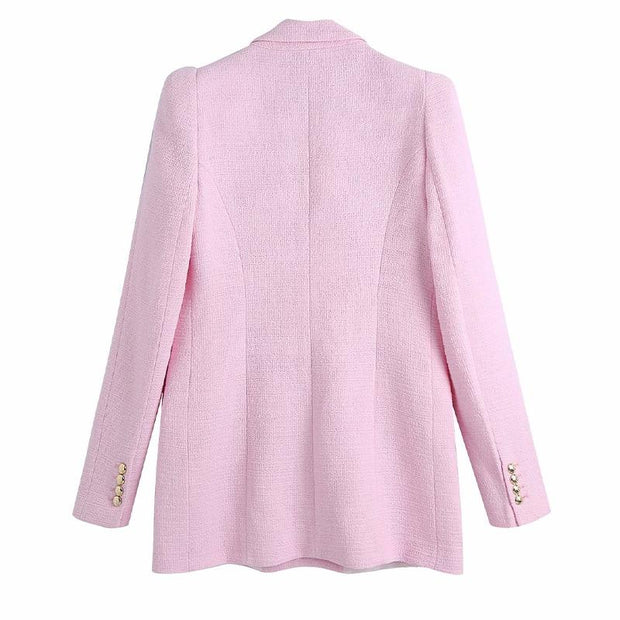 Tweed Knitted Pink Blazer Jacket Blazer Coat