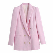 Tweed Knitted Pink Blazer Jacket Blazer Coat