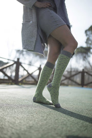 Women's Lime Grizzled Stripe Knee High Socks