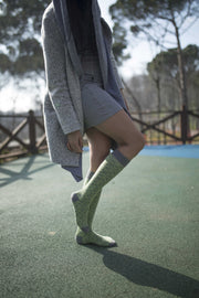 Women's Lime Grizzled Stripe Knee High Socks