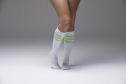 Women's Solid Green Stripe Knee High Socks