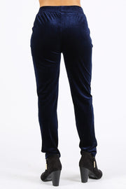 9453.Velvet slim fit sweatpants, elastic waist, side pocket details.